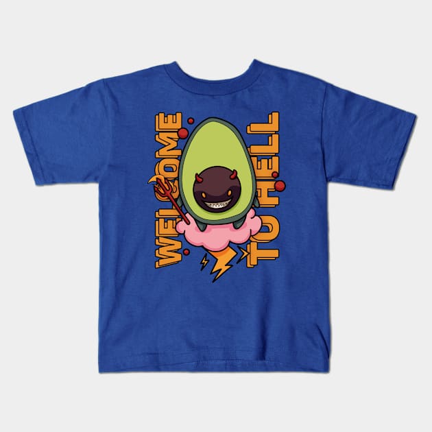 Devil avocado Kids T-Shirt by Pulseender